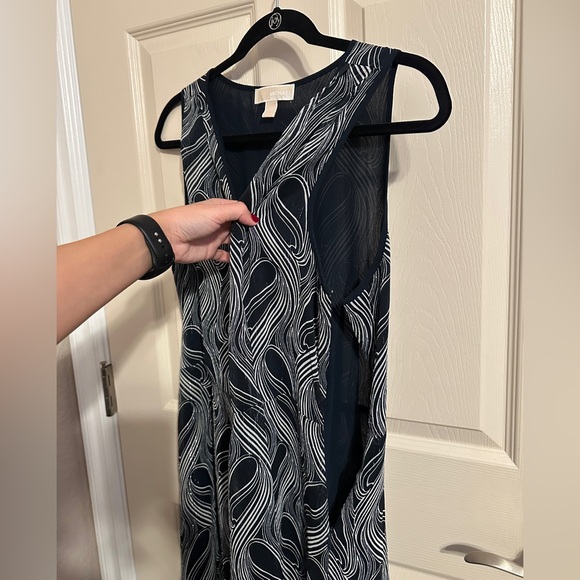 MICHAEL Michael Kors Patterned Metallic Sleeveless Maxi Dress, Navy & Cream, 10 - Picture 4 of 10